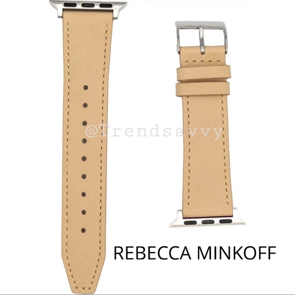 REBECCA MINKOFF Smooth Leather Watch Metal Strap Hardware Buckle 20MM Band NWT
